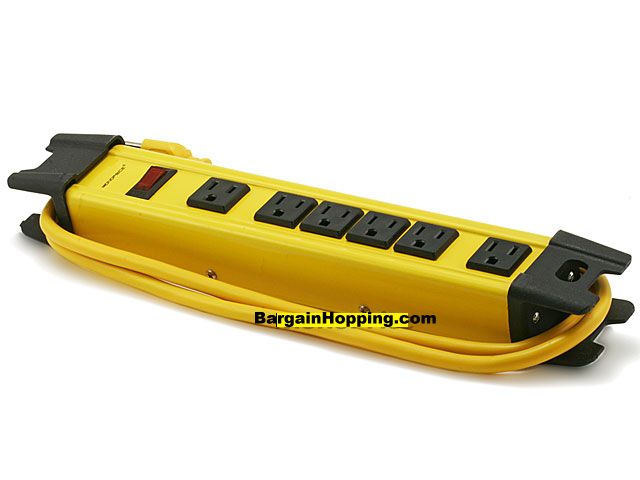 6 Outlet Power Surge Protector - Metal w/ 5ft Cord - Yellow